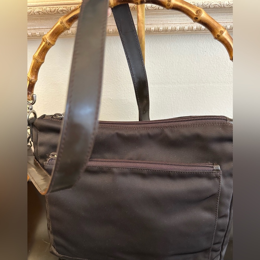 Gucci Nylon and Leather Bamboo Handle Bag - Picture 8 of 13